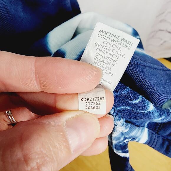 Pure Jill Organically Grown Cotton  BOHO Soft Knit Blue Tie Die Sweatshirt Dress - Picture 10 of 11